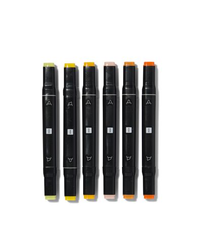 twin tip markers geel-oranje - 6 stuks