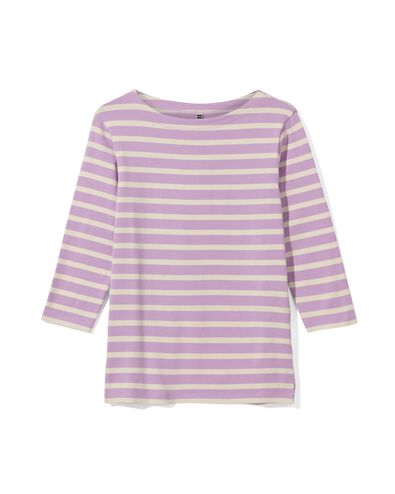 dames t-shirt Cara met boothals en strepen lila