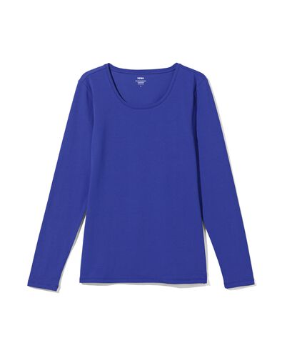 dames t-shirt o-hals lange mouw blauw