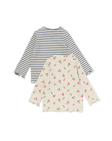 baby t-shirts rib met kersen en strepen - 2 stuks ecru