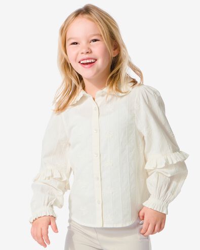 kinderblouse met broderie gebroken wit