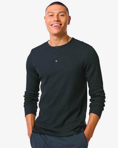 heren lounge top wafelkatoen donkerblauw