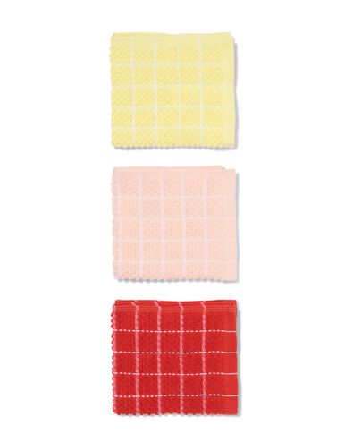 vaatdoekjes 30x30 katoen rood-roze-geel - 3 stuks