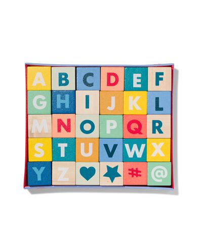 alfabet blokken hout 3.5x3.5x3.5cm 30-delig