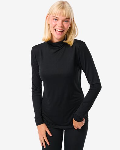 dames thermo shirt met col zwart