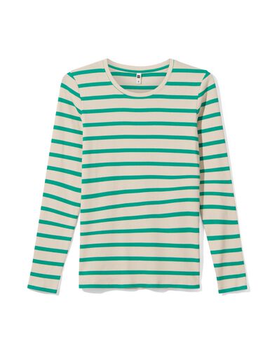 dames t-shirt Clara rib donkergroen