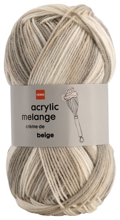 garen acryl 100gram 250m gem&ecirc;leerd beige