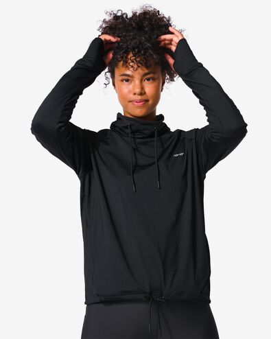 dames fleece sportshirt zwart