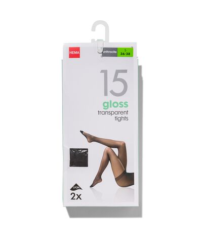pantys glanzend 15denier - 2 stuks antraciet