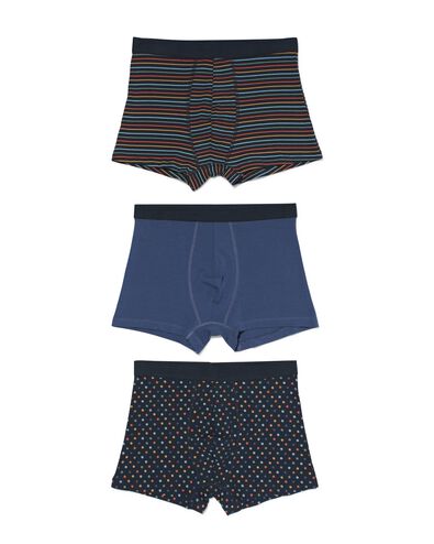 korte heren boxers katoen stretch stippen - 3 stuks donkerblauw