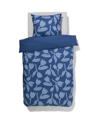 dekbedovertrek zacht katoen 140x220 tulp blauw
