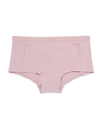 damesshortie hoog rib stretch katoen roze
