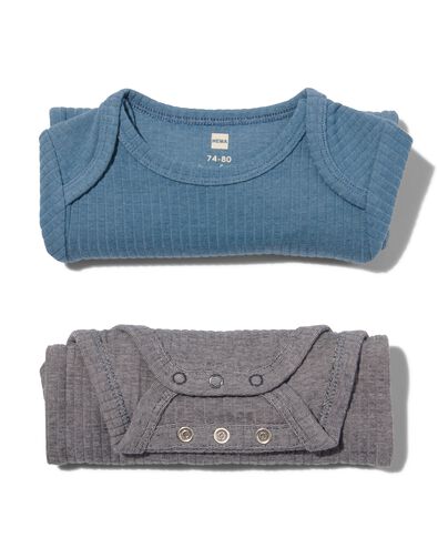 meegroei rompers rib met bamboe stretch - 2 stuks blauw