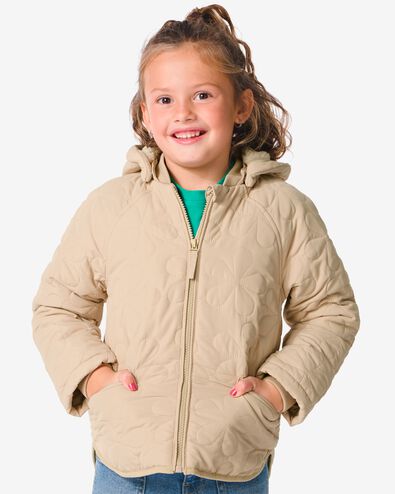 kinderjas doorgestikt met losse capuchon beige