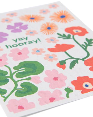 wenskaart 'yay hooray' met bloemenzaadjes