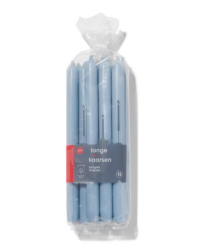 lange huishoudkaarsen &Oslash;2.2x29 lichtblauw - 12 stuks