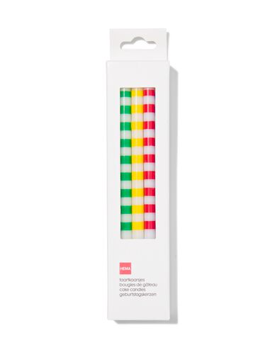 taartkaarsjes met houders strepen 12cm - 10 stuks