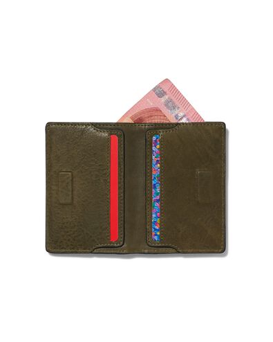 vouwportemonnee met magneetsluiting groen leer RFID 7x10.5