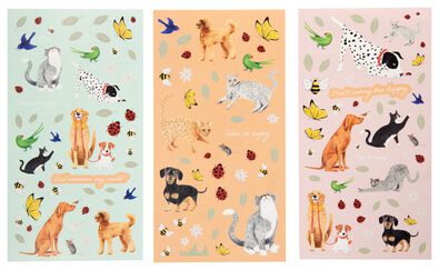 stickervellen 19x10 huisdieren - 3 stuks