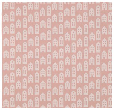 theedoek 65x65 katoen roze huisjes