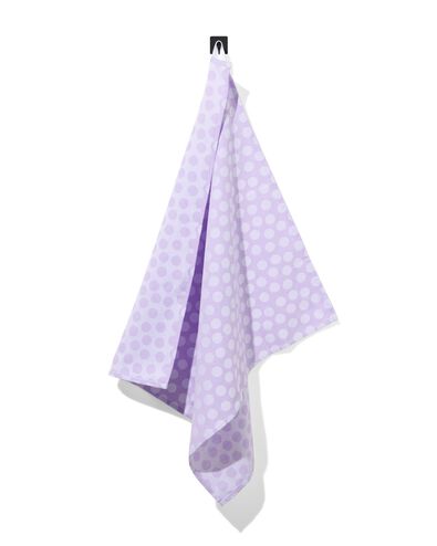 theedoek 65x65 katoen lila met stippen