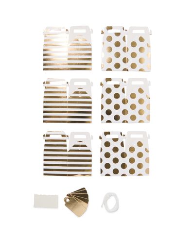 cadeaudoosjes karton 5x5x5 stippen/strepen - 6 stuks