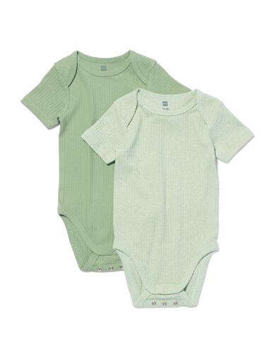 meegroei rompers rib bamboe stretch - 2 stuks  groen