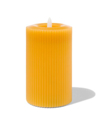 LED ribbel kaars met wax &Oslash;7.5x12.5 okergeel