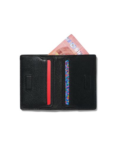 vouwportemonnee met magneetsluiting zwart leer RFID 7x10.5