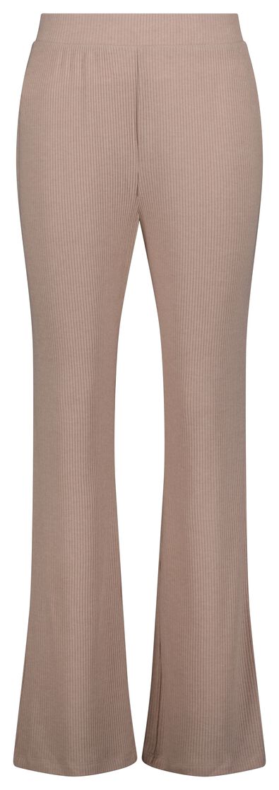 dames loungebroek met ribbels naturel