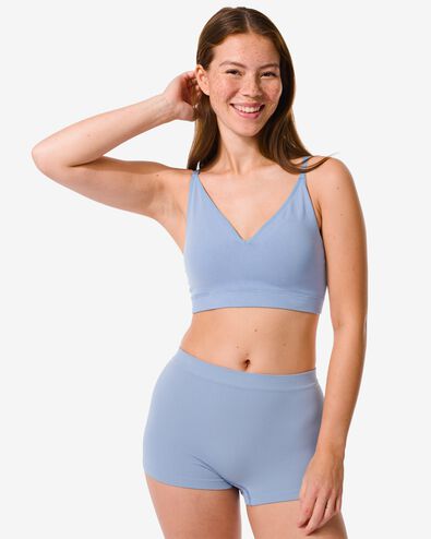 naadloze damesshortie rib blauw