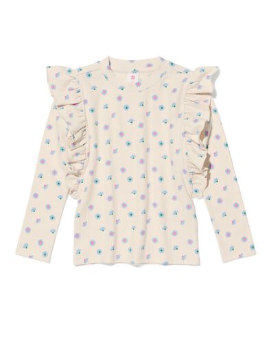 kinder t-shirt rib met ruffle gebroken wit
