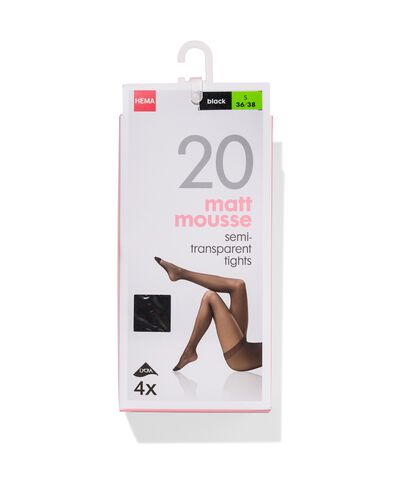 4-pak mat pantys 20 denier zwart