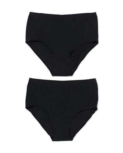 dames tailleslips stretch katoen - 2 stuks zwart