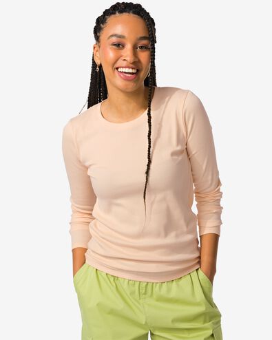 dames t-shirt Clara rib lichtroze