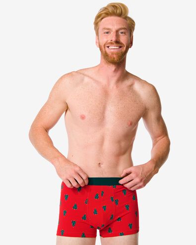 korte heren boxer katoen stretch  rood