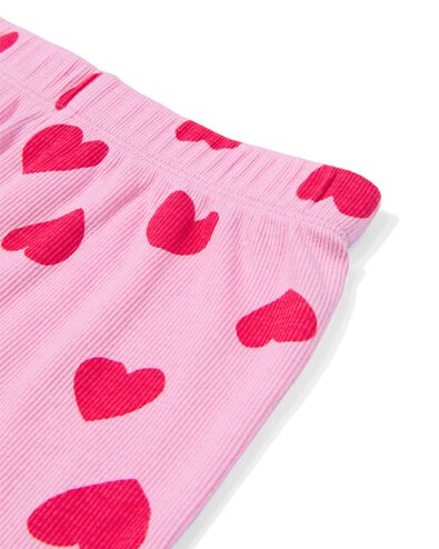 kindershortama met hartjes rib katoen/stretch roze