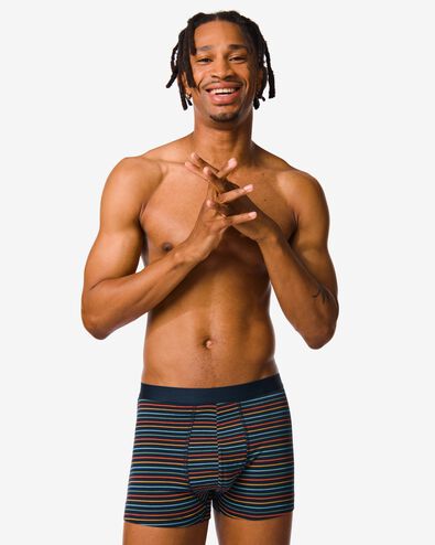 korte heren boxers katoen stretch stippen - 3 stuks donkerblauw