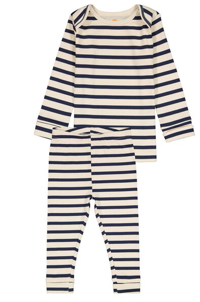 meegroei baby pyjama rib strepen beige