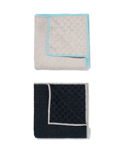 microvezeldoekjes met structuur 35x35 grijsbeige/zwart - 2 stuks