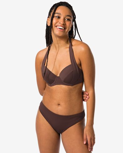 dames bikinibroekje middelhoge taille donkerbruin