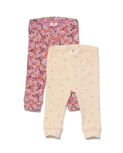 baby leggings rib bloemen - 2 stuks roze