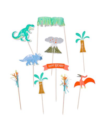 taartdecoratie prikkers dino - 10 stuks