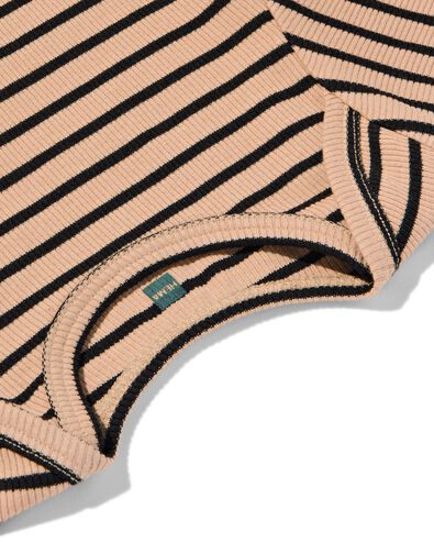meegroei romper rib met bamboe stretch strepen beige