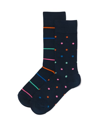 herensokken met katoen - 2 paar donkerblauw