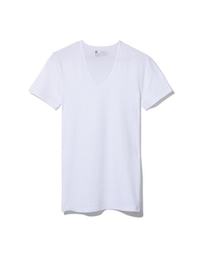 heren ondershirt slim fit v-hals naadloos - 2 stuks wit