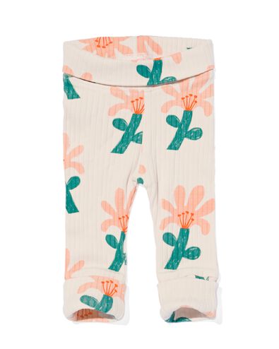 newborn meegroei legging rib met bamboe bloemen ecru