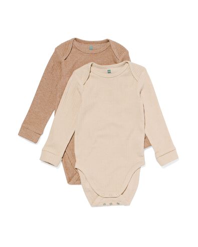 meegroei rompers rib met bamboe stretch - 2 stuks bruin