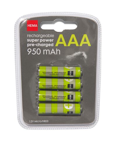 oplaadbare AAA batterijen 950mAh plus - 4 stuks