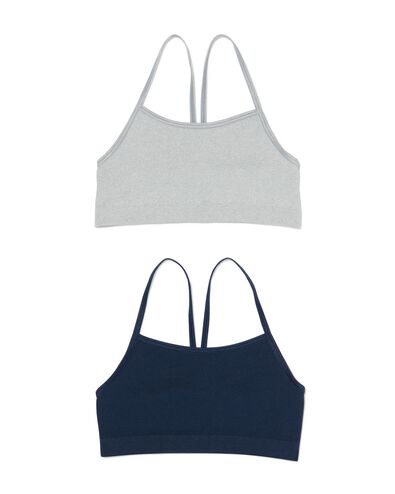 kinder soft tops naadloos rib - 2 stuks donkerblauw